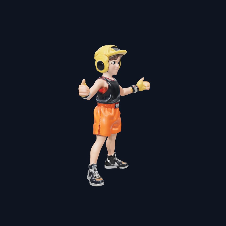 Rigged and Animated Youth Character in Sports Gear with Helmet